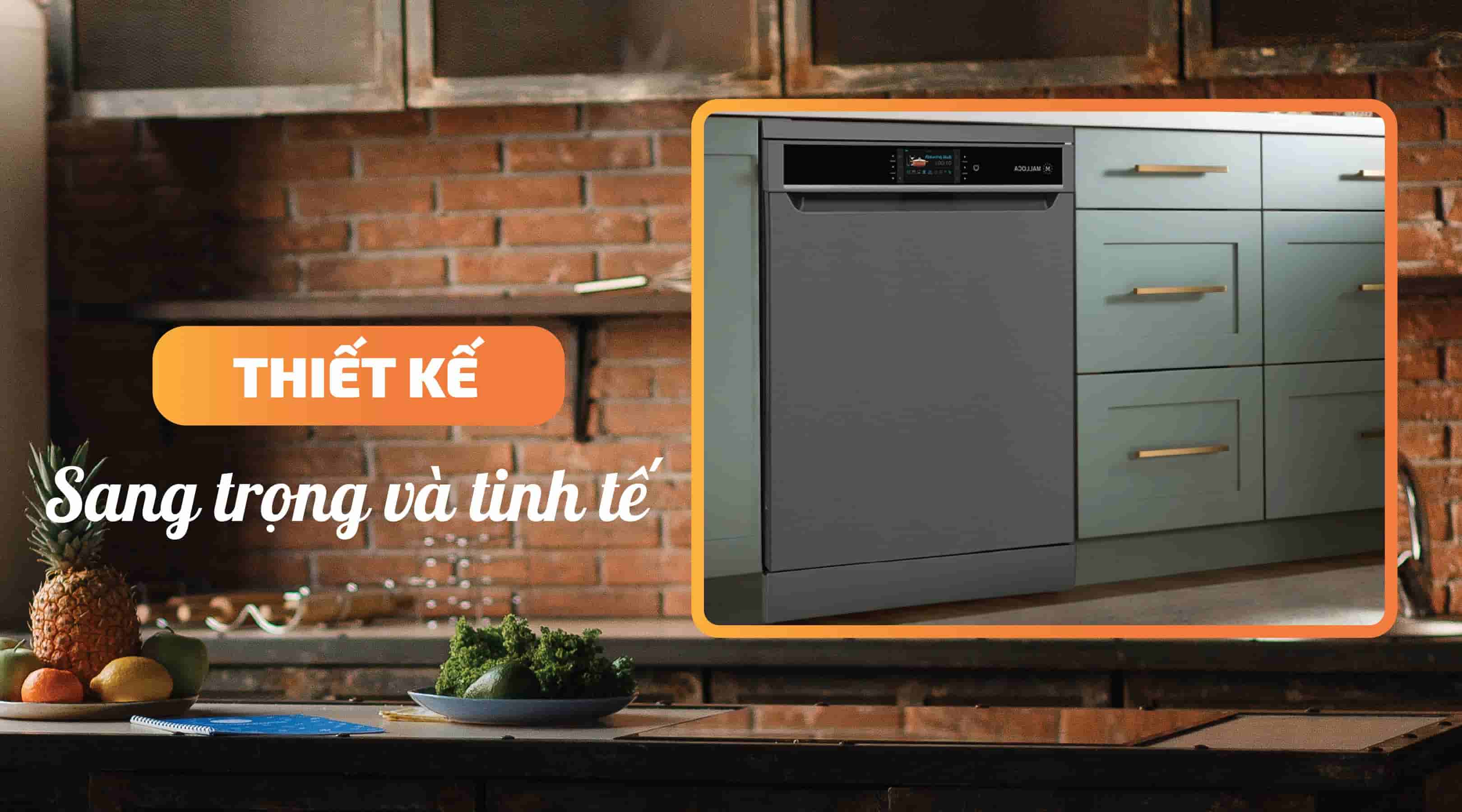 Thiết kế của máy rửa chén độc lập Malloca MDW14-BS10TFT